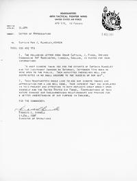 Letter of Appreciation to Captain Roy J. Blakeley (and Captain Samuel R. Johnson by duplicate copy) from Lt. Col. Francis E. Binnell, Director Of Operations, 48th Tactical Fighter Wing (November 1, 1961)